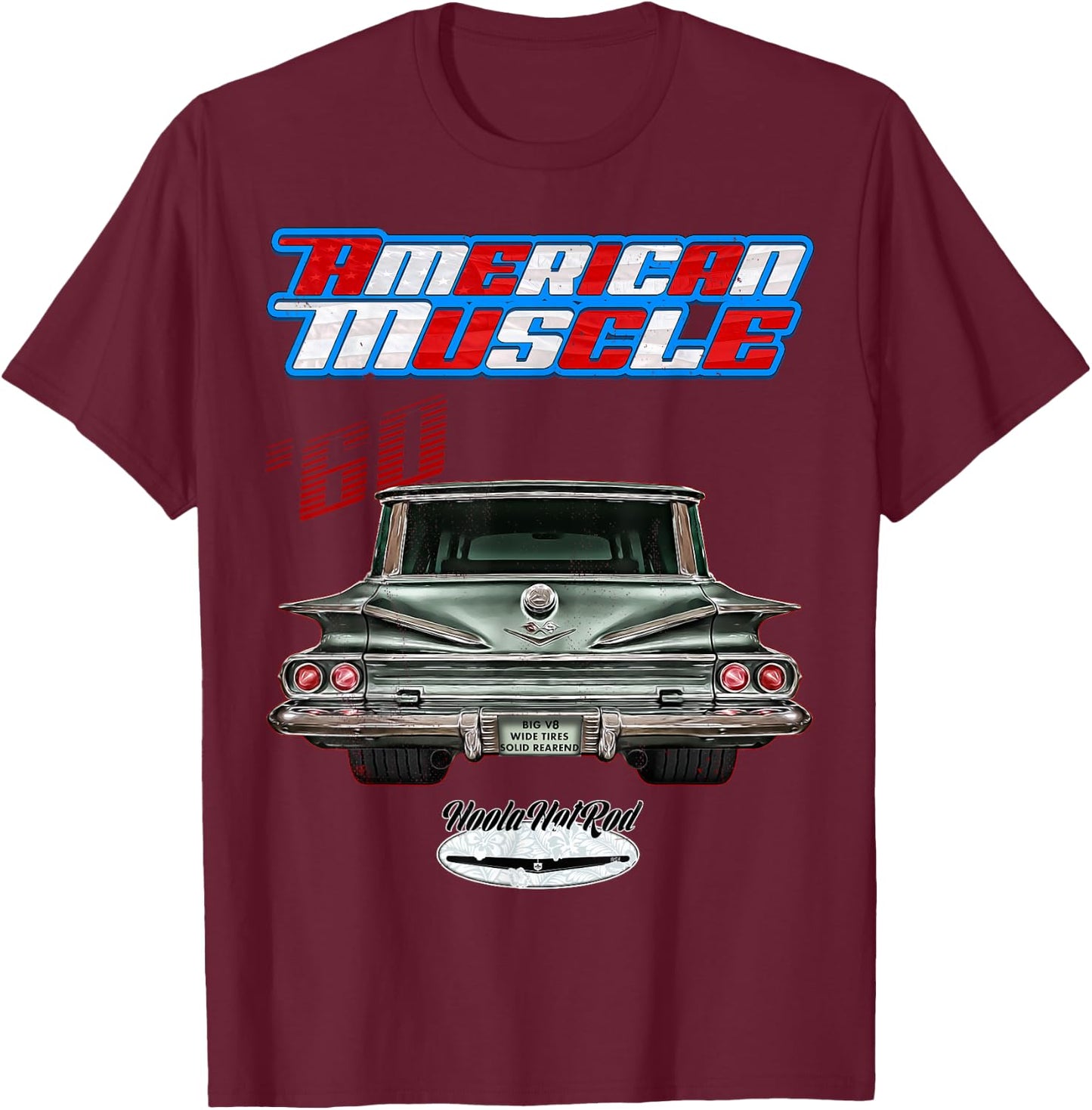 1960 Impala,Belair,Parkwood,Rockabilly,rusty,distressed,deco T-Shirt - T-Shirt | Maroon