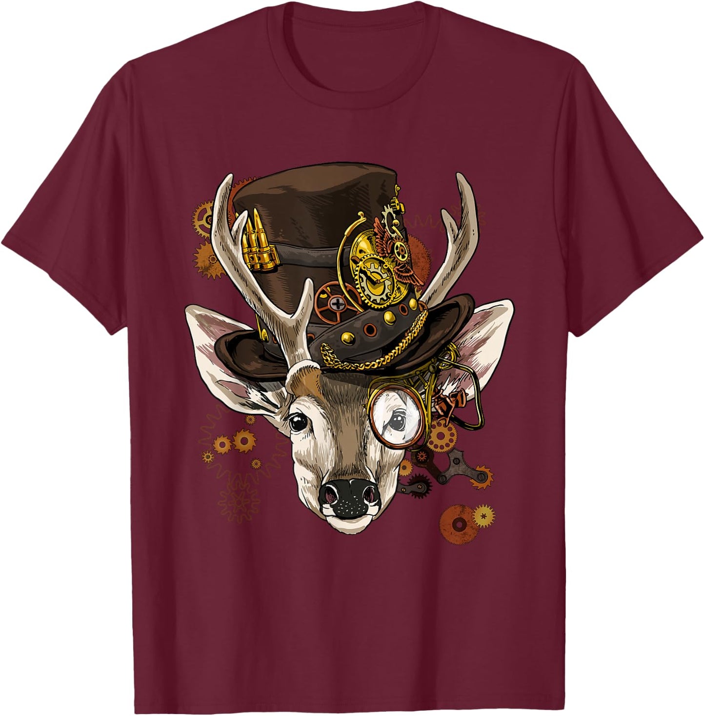 Steampunk Deer Steampunk Deer Animal Lovers T-Shirt - T-Shirt | Maroon