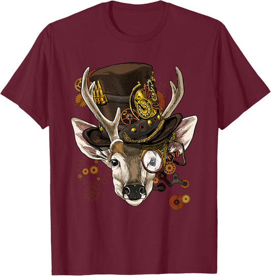 Steampunk Deer Steampunk Deer Animal Lovers T-Shirt - T-Shirt | Maroon