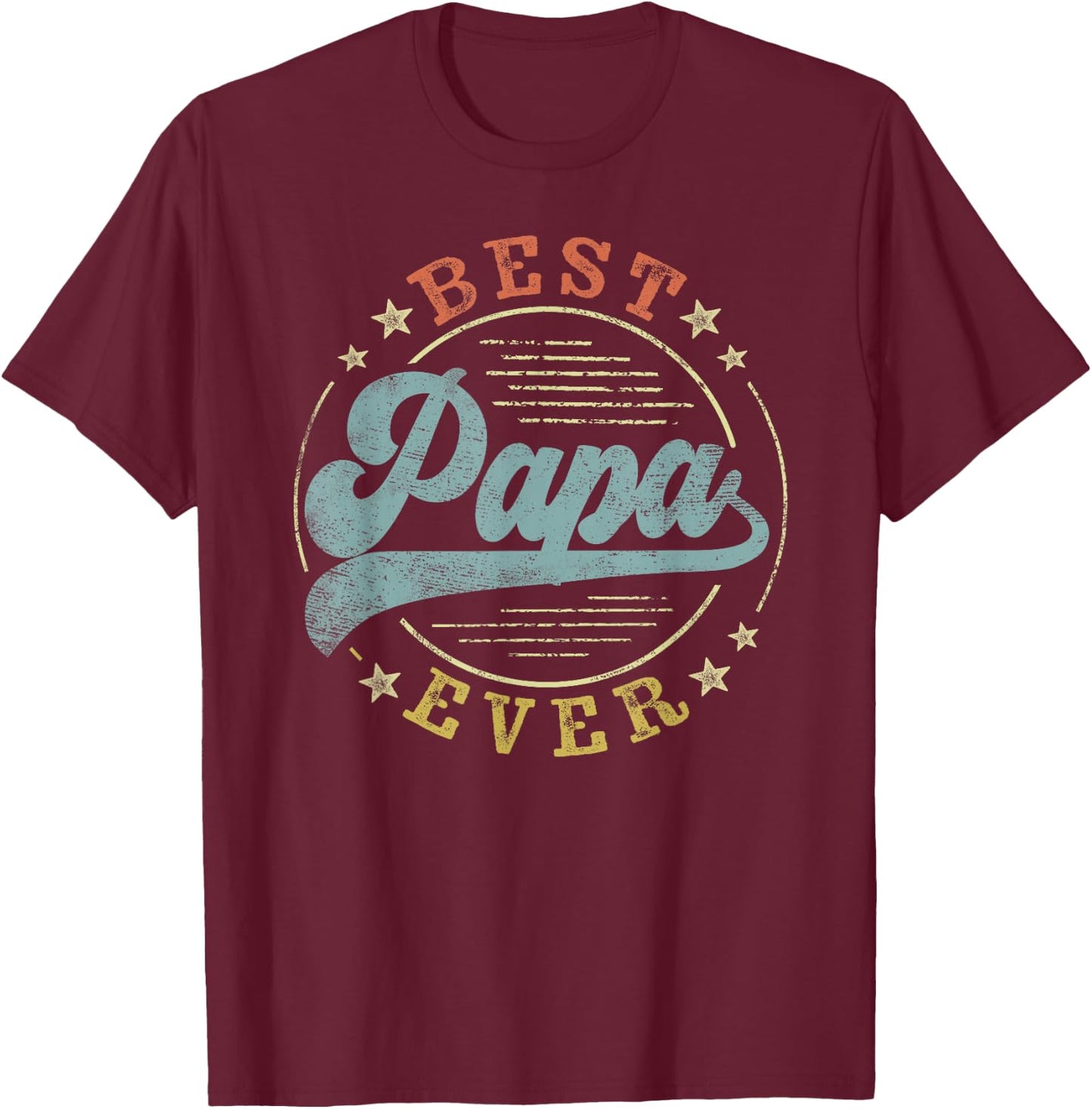 Best Papa Ever Father's Day Papa Gifts Vintage Emblem T-Shirt - T-Shirt | Maroon