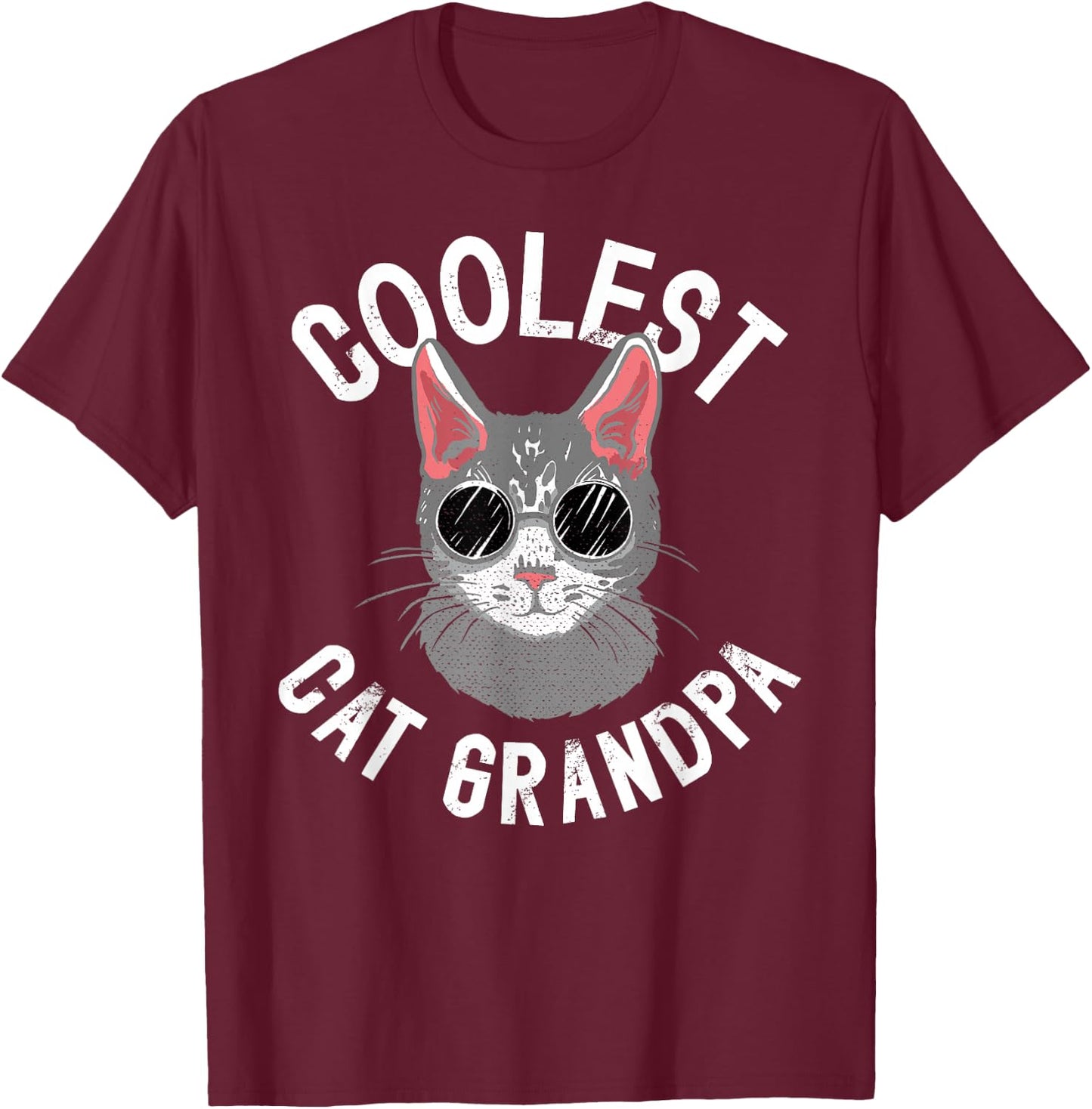 Coolest Cat Grandpa Cat Lover Grandpa Cat Grandfather T-Shirt - T-Shirt | Maroon