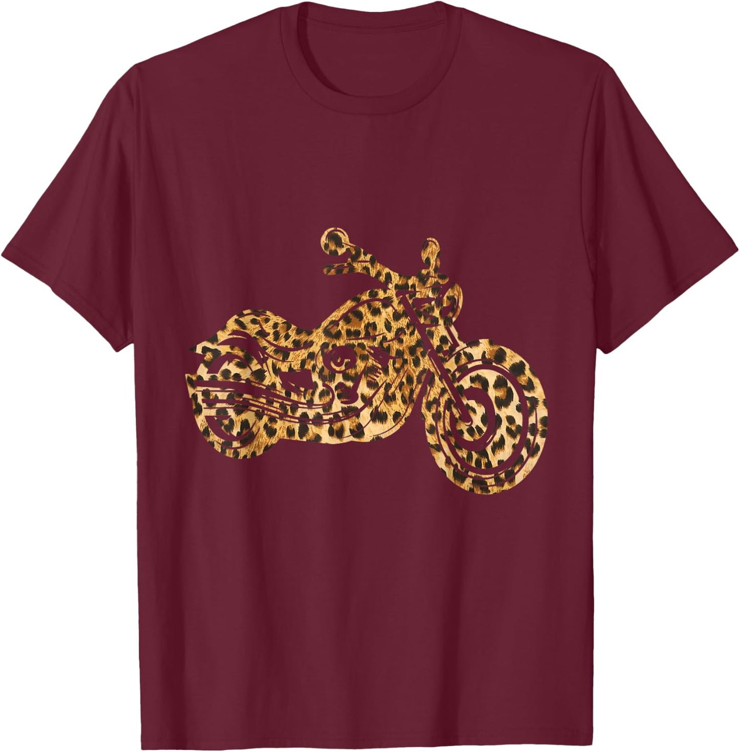 Leopard Print Motorcycle Biker Women T-Shirt - T-Shirt | Maroon