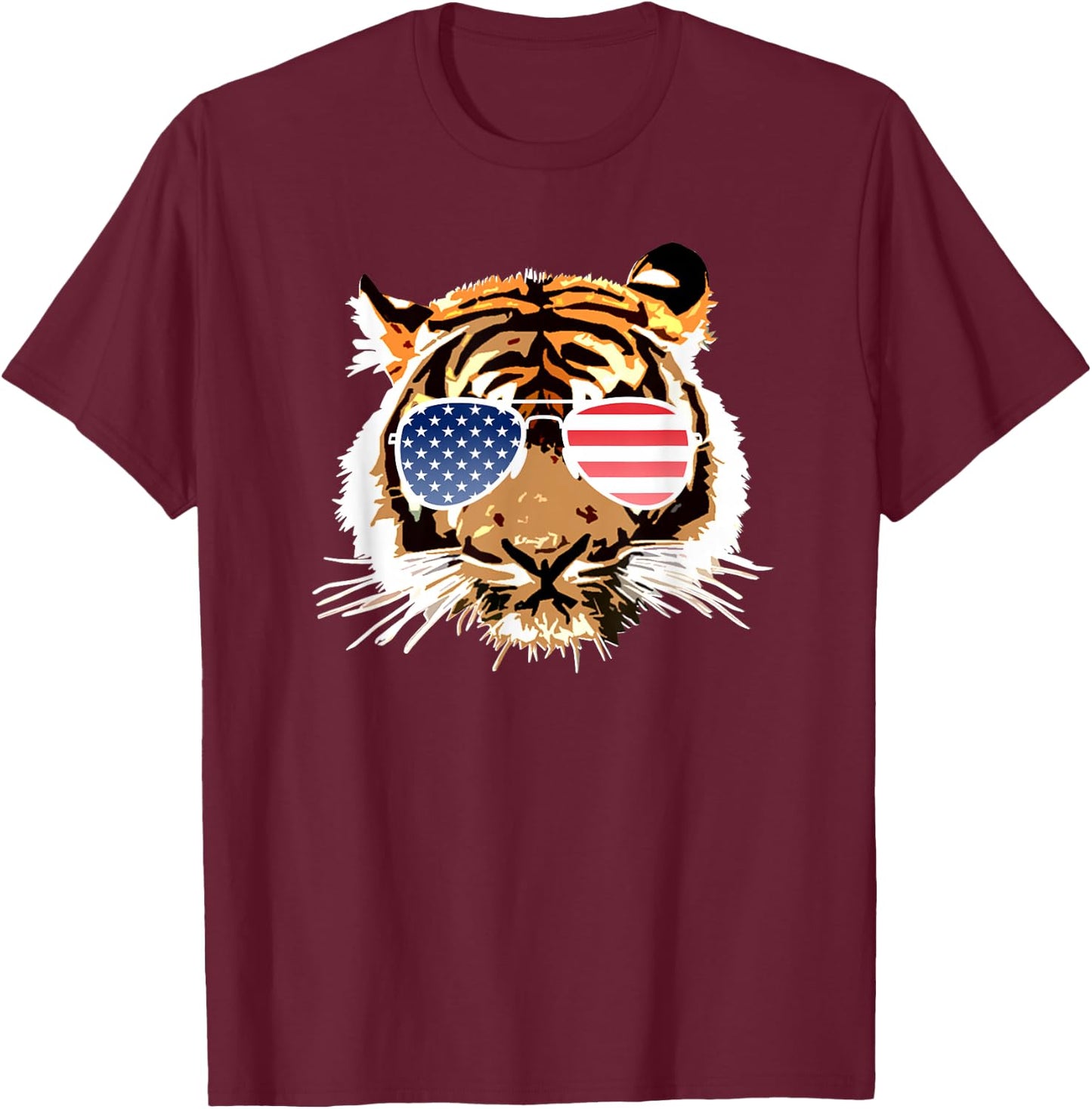 American Tiger 4th of July US Patriotic Pride Kids Men T-Shirt - T-Shirt | Maroon