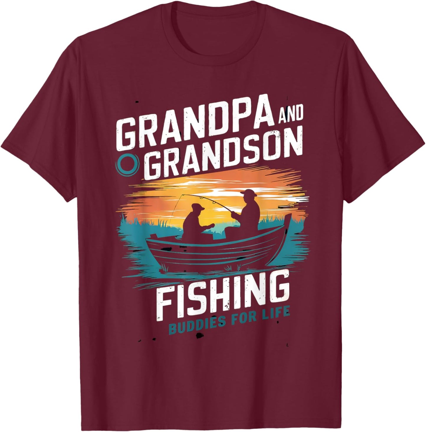 Grandpa And Grandson Fishing Buddies For Life Matching Funny T-Shirt - T-Shirt | Maroon