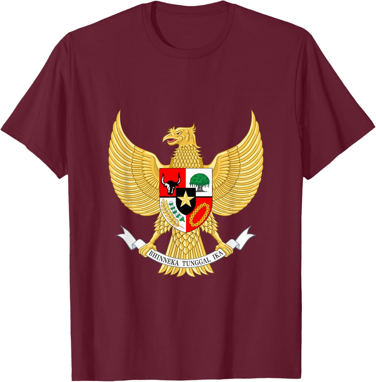 National emblem of Indonesia Garuda Pancasila T-Shirt - T-Shirt | Maroon