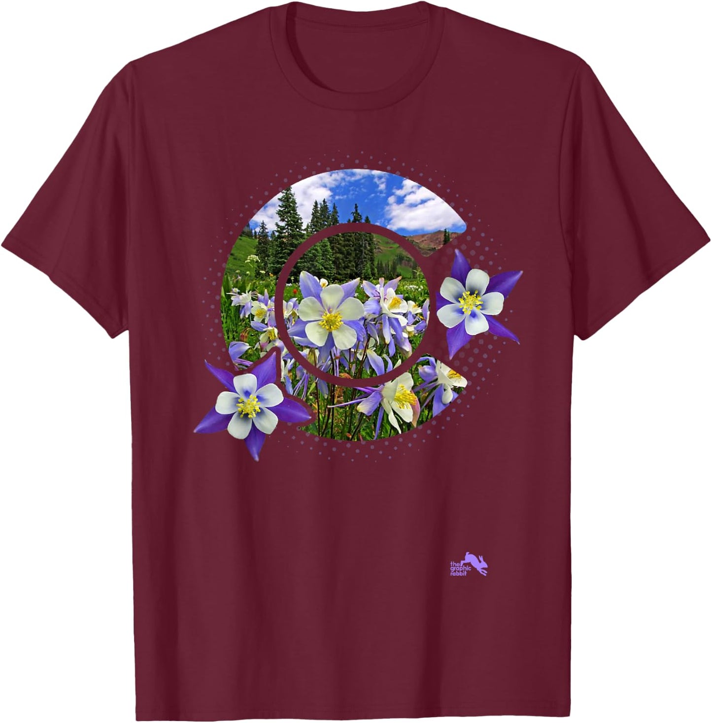 Colorado Columbine Flower - Rocky Mountain Wildflower T-Shirt - T-Shirt | Maroon