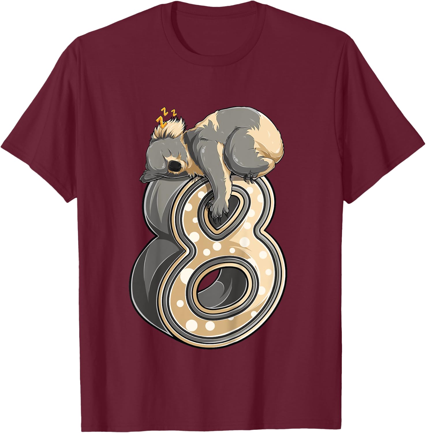 Kids 8 Year Old Koala 8th Birthday Party Animal Koala Lover T-Shirt - T-Shirt | Maroon