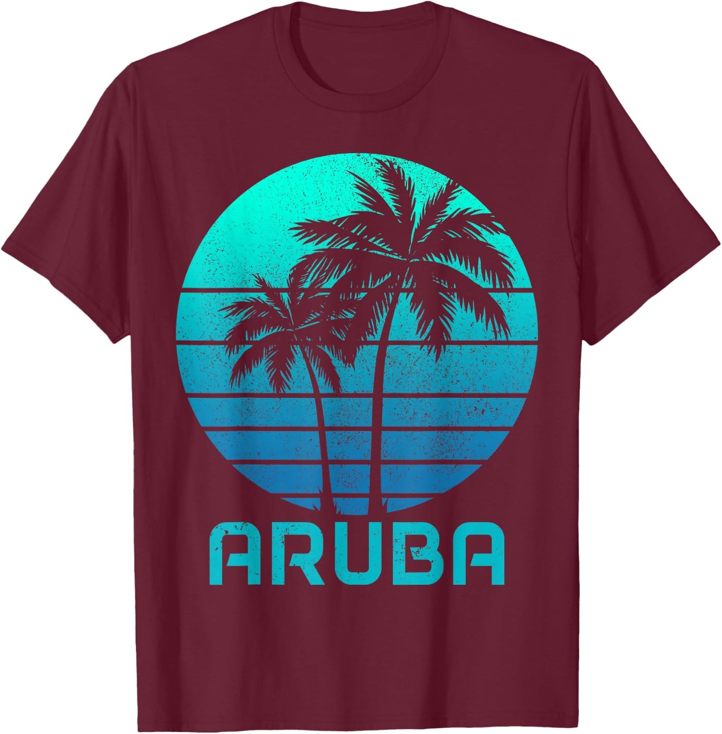 Aruba Vintage Souvenir Pride Palm Trees Surfer Beach T-Shirt - T-Shirt | Maroon