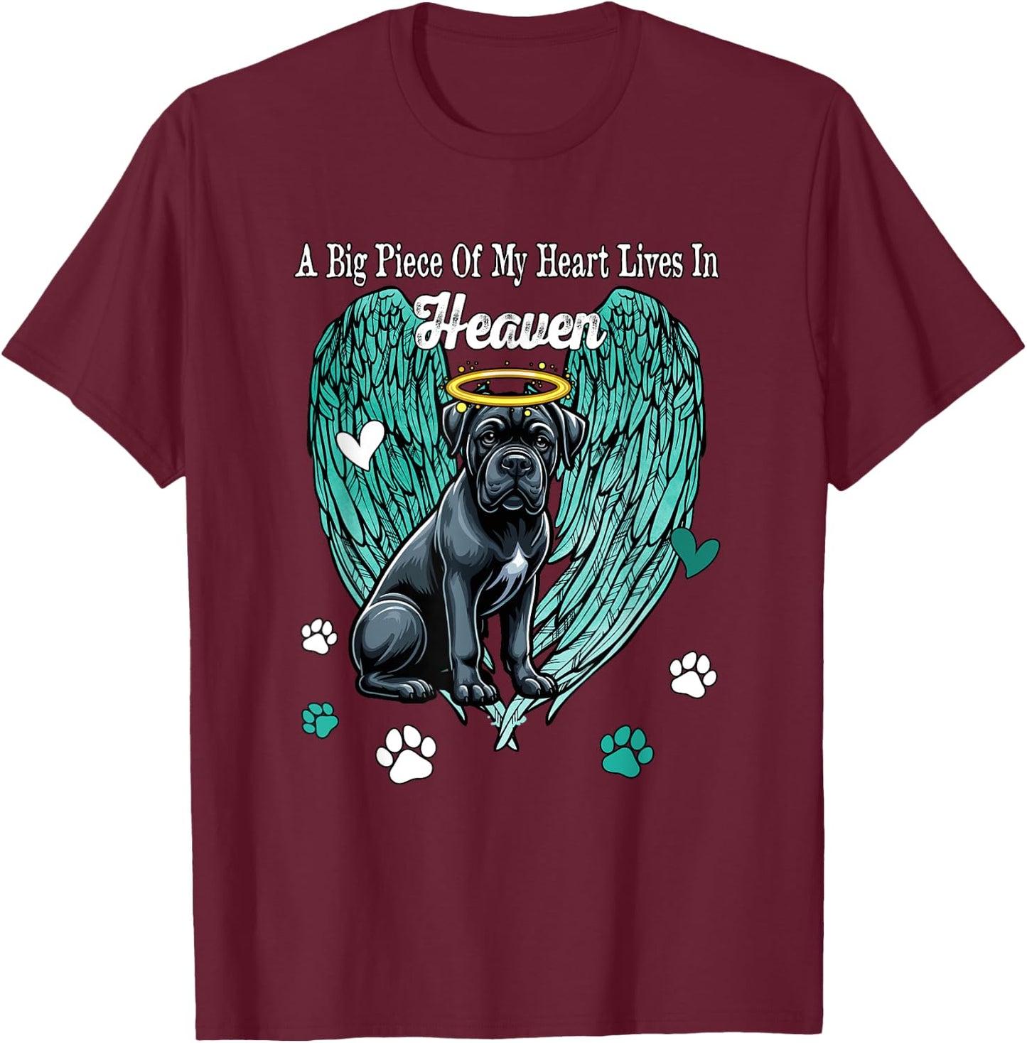 Heart Lives In Heaven Costume Cane Corso Memories Owner T-Shirt - T-Shirt | Maroon