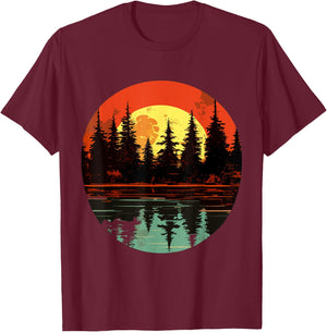 Trees Forest Reflection Wildlife Nature Animal Outdoor T-Shirt - T-Shirt | Maroon