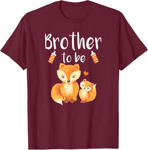 Brother To Be Fox Baby Shower Cute Forest Animal T-Shirt - T-Shirt | Maroon