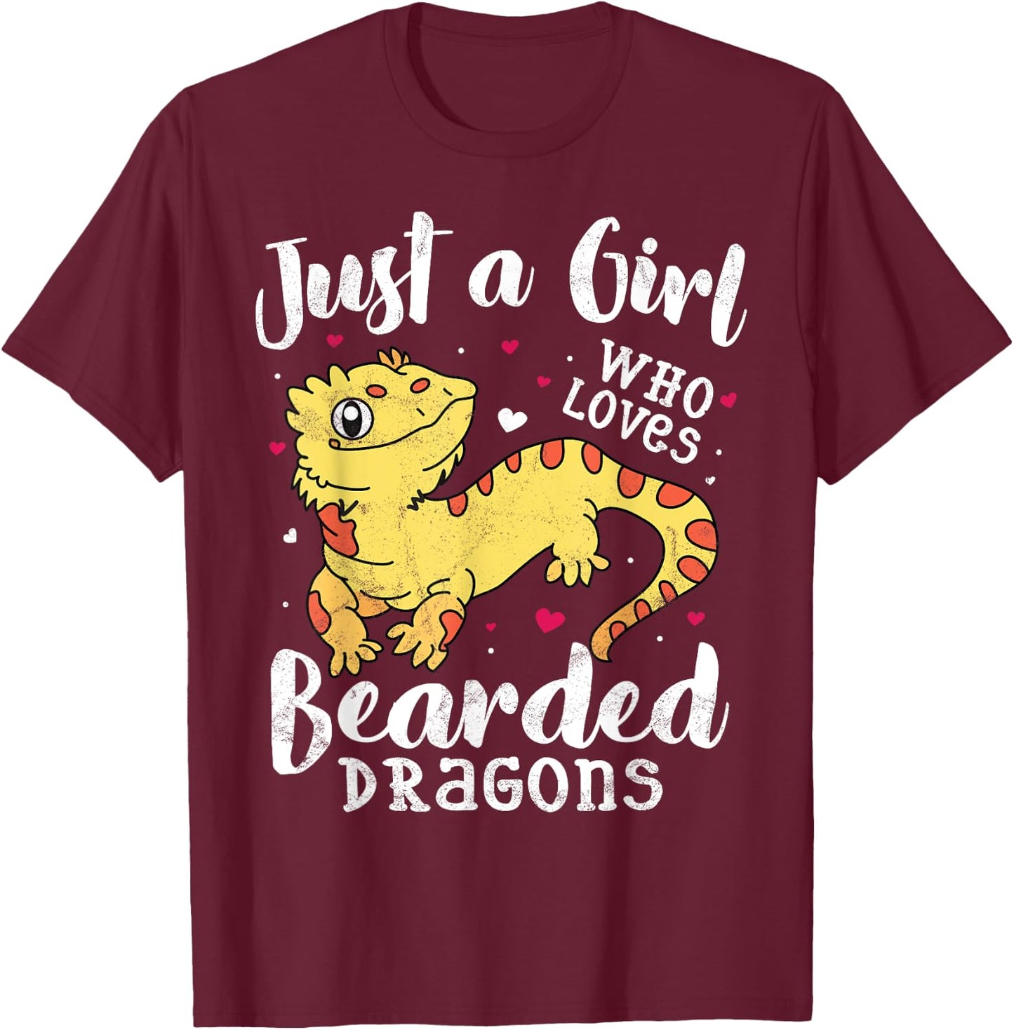 Just a girl, the bearded dragon women's children's mum T-Shirt - T-Shirt | Maroon