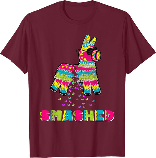 Funny Men Women Smashed Funny Cico De Mayo Costume Pinata T-Shirt - T-Shirt | Maroon