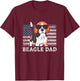 Beagle Dad American Flag 4th of July Patriotic Beagle Design T-Shirt - T-Shirt | Maroon