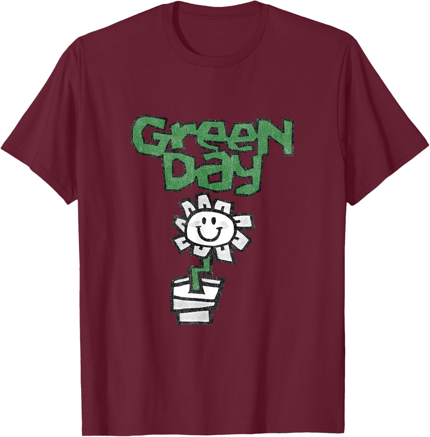 Green Day Flower Pot T-Shirt - T-Shirt | Maroon