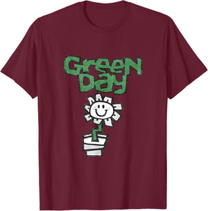 Green Day Flower Pot T-Shirt - T-Shirt | Maroon