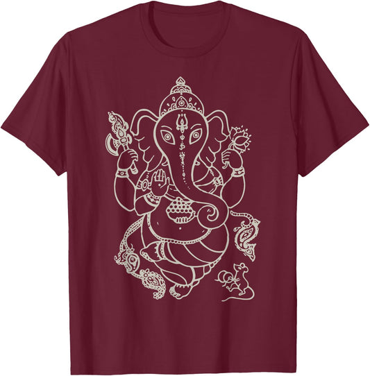 Sak Yant Thai Tattoo Ganesh Elephant God Thailand Gift T-Shirt - T-Shirt | Maroon