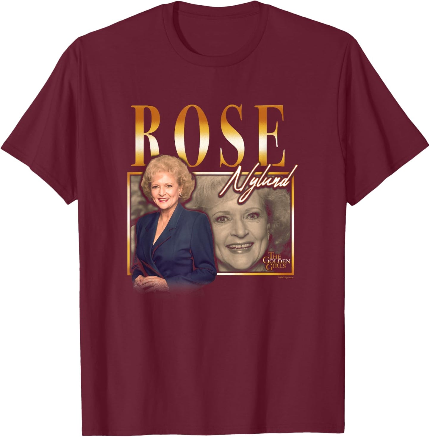 The Golden Girls Iconic Rose Nylund 90s Retro Big Portrait T-Shirt - T-Shirt | Maroon
