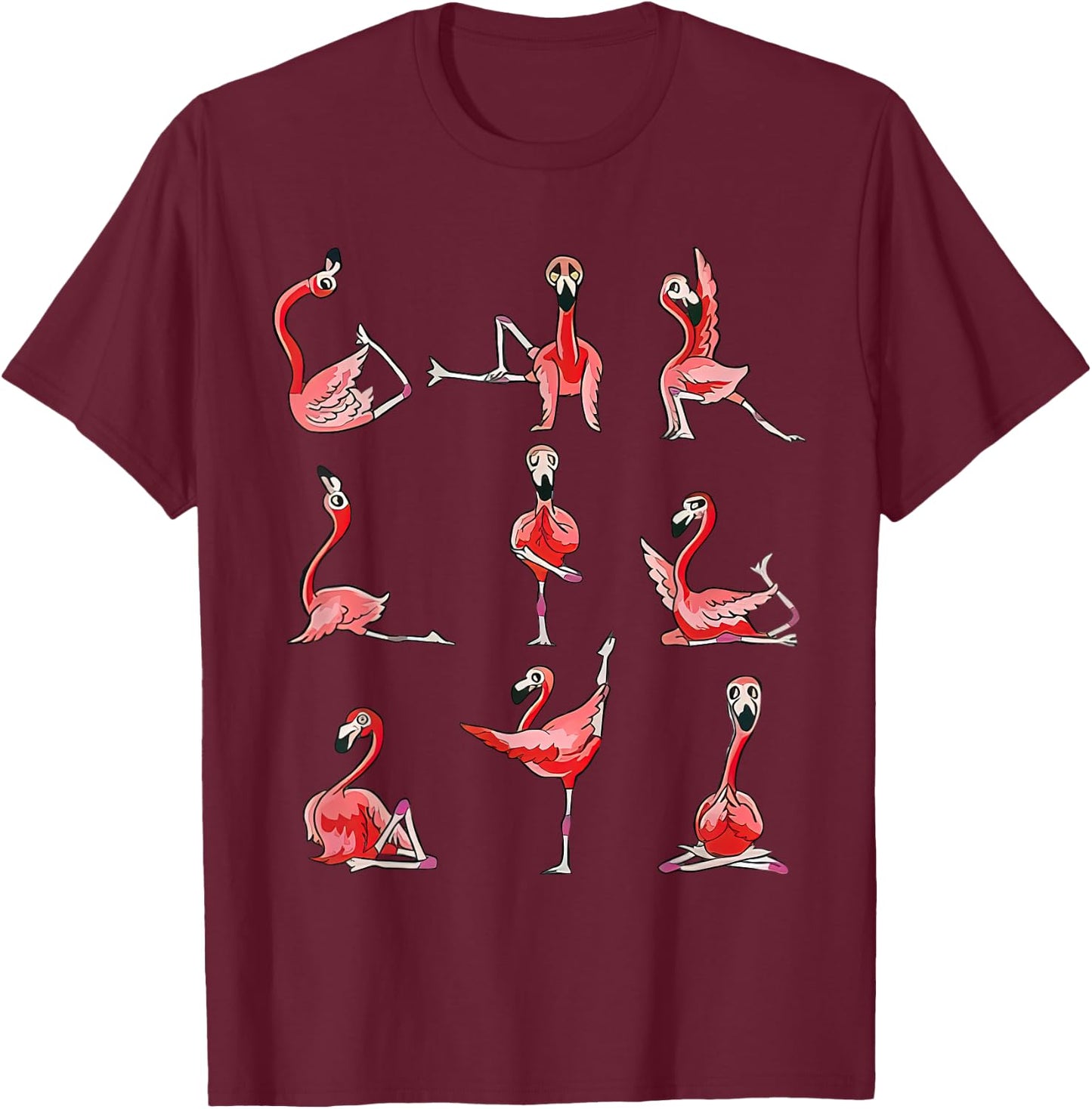 Women Flamingo Do Yoga Pose Meditation Men Women T-Shirt - T-Shirt | Maroon