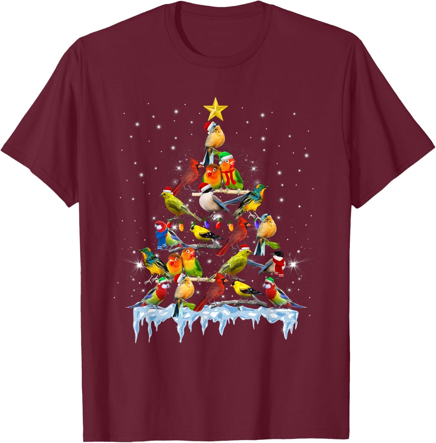 Parrot Christmas Tree Lights Funny Bird Lover Parrot T-Shirt - T-Shirt | Maroon