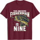 Kids 9 Year Old Fishing Birthday Party Fisherman 9th Gift Boy T-Shirt - T-Shirt | Maroon