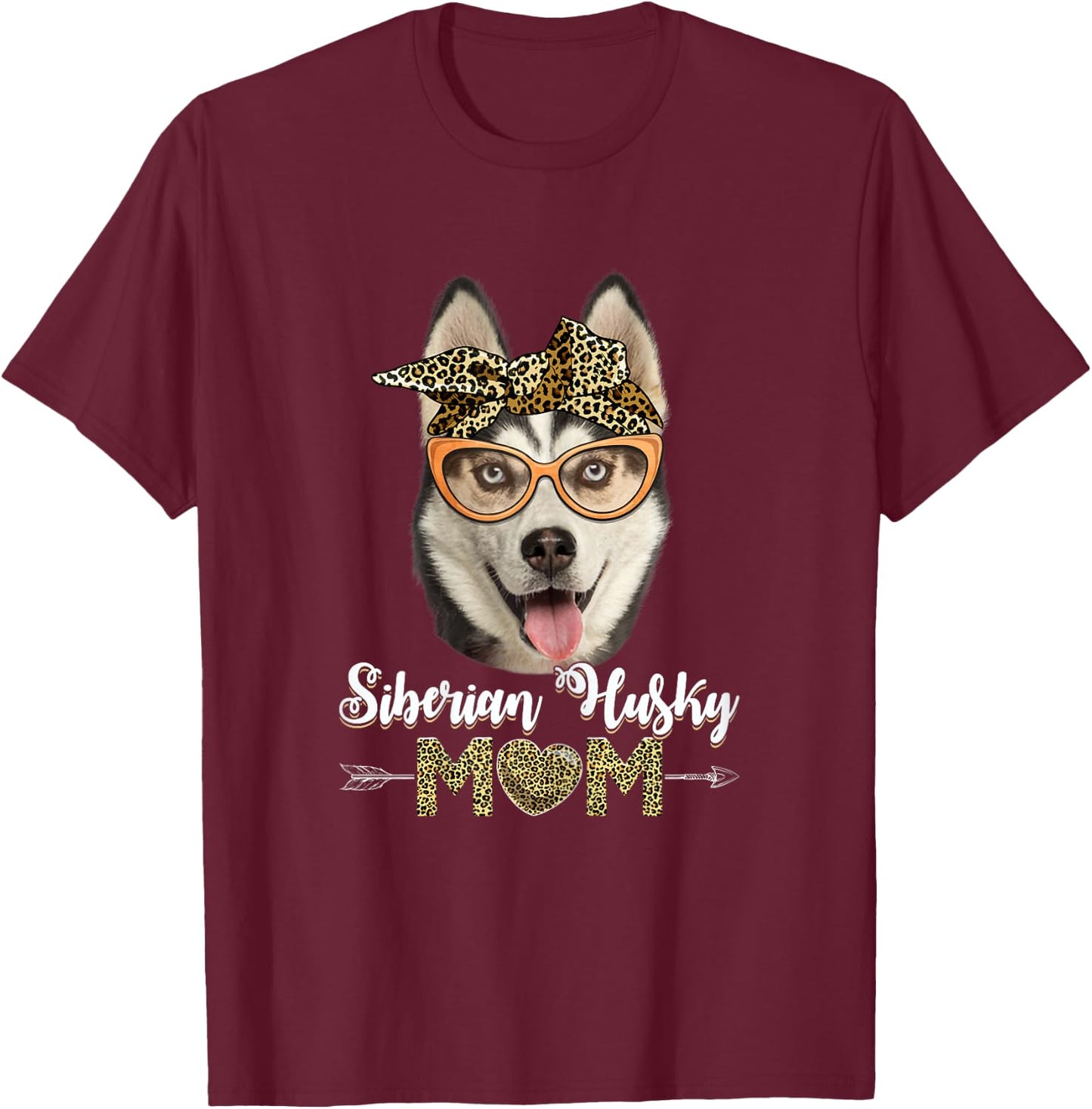 Cute Siberian Husky Mom Leopard Dog Mom Mother's Day Women T-Shirt - T-Shirt | Maroon