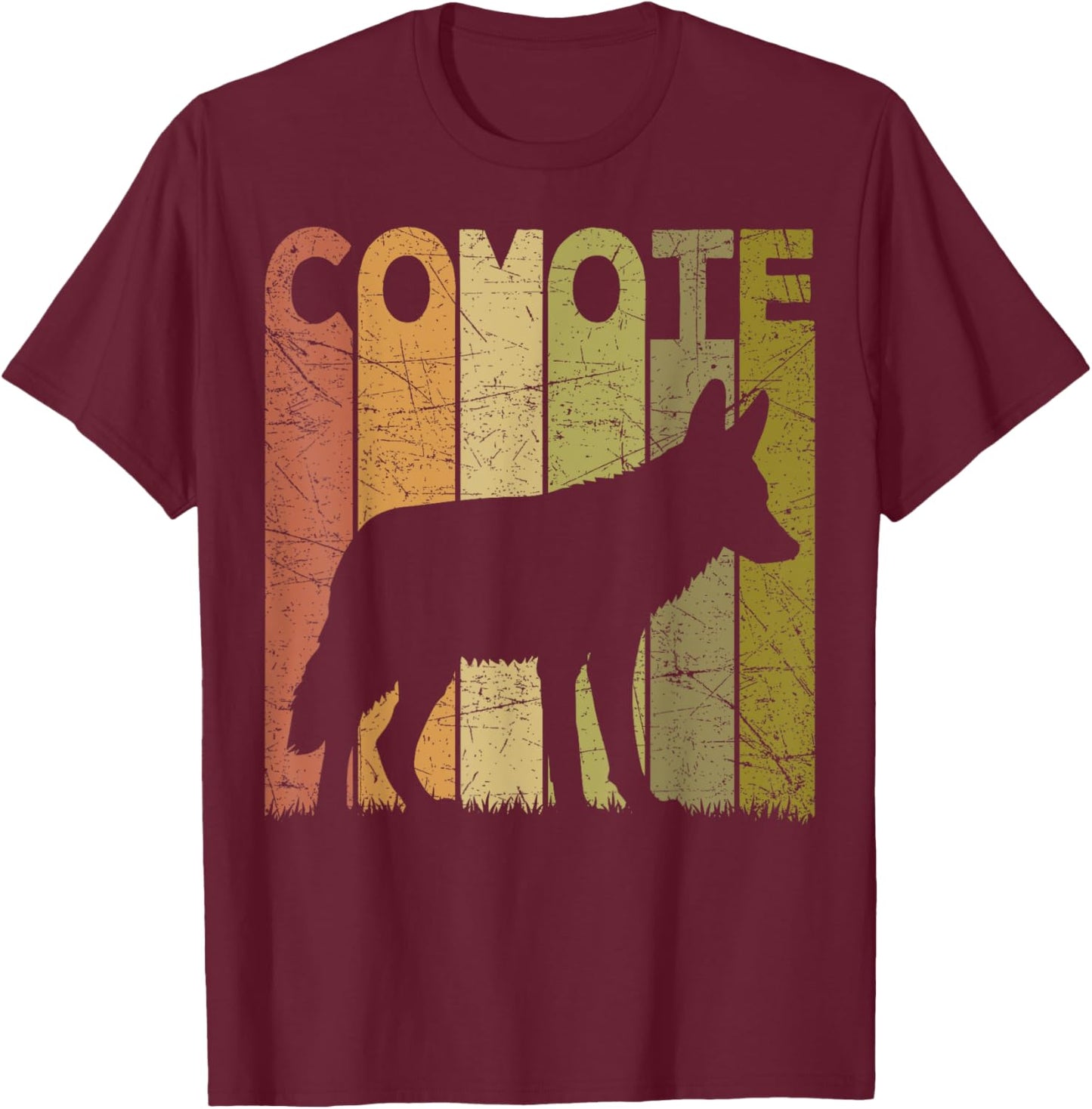 Coyote Vintage Wild Animal Retro Coyote Hunter T-Shirt - T-Shirt | Maroon