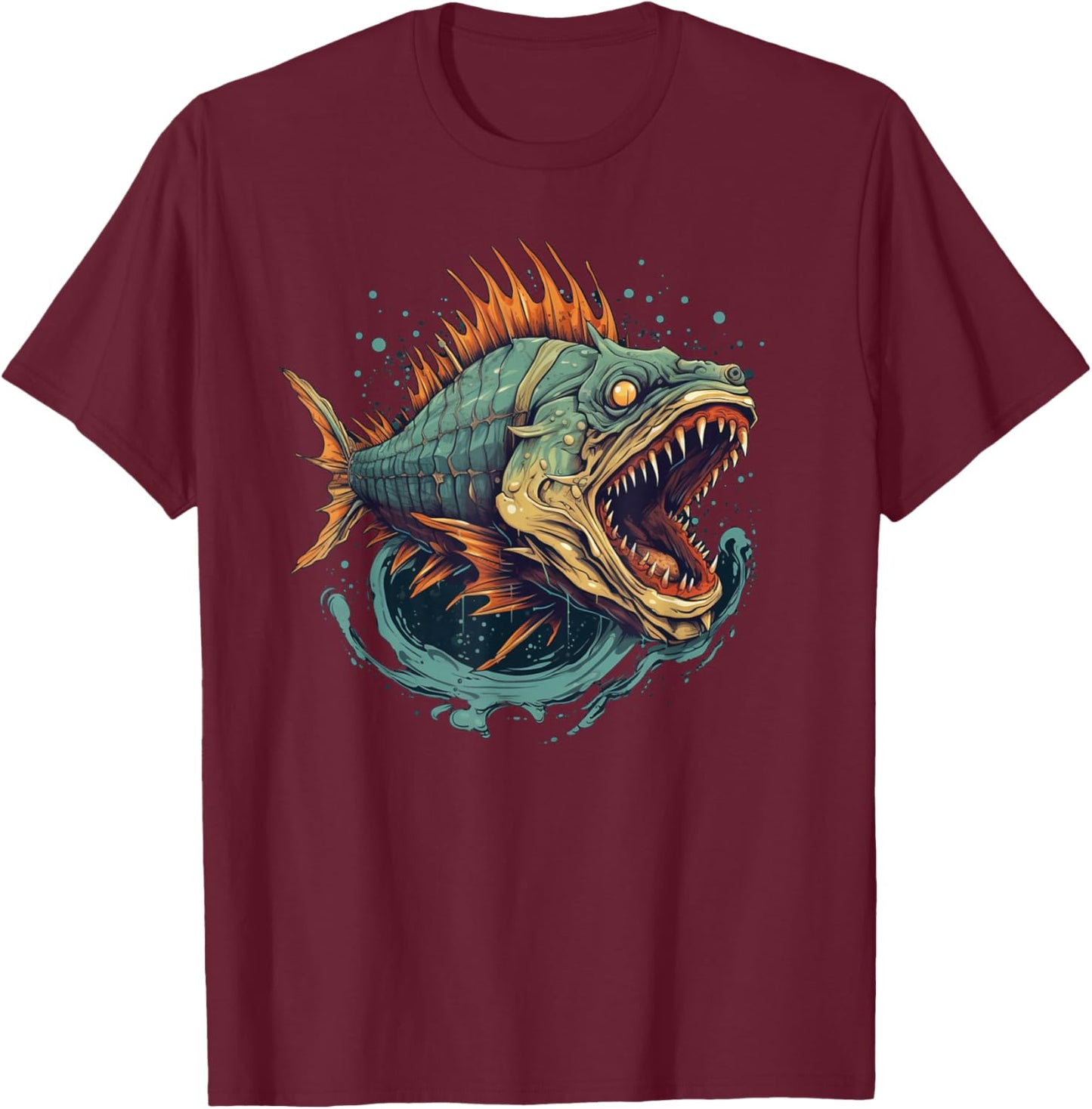 Cool Monster Fish for Boys and Girls T-Shirt - T-Shirt | Maroon