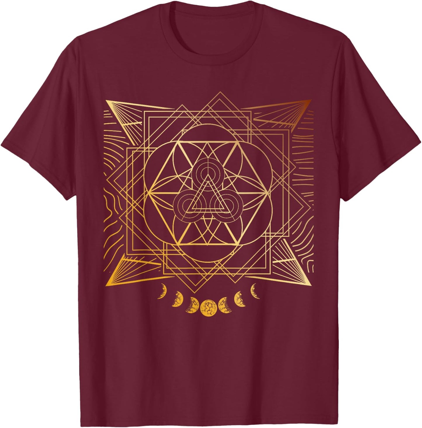 Sacred Geometry for a Spiritual Zen Gothic Mandala T-Shirt - T-Shirt | Maroon