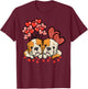 Valentines Day Dogs English Bulldogs Hearts Women Kids Men T-Shirt - T-Shirt | Maroon