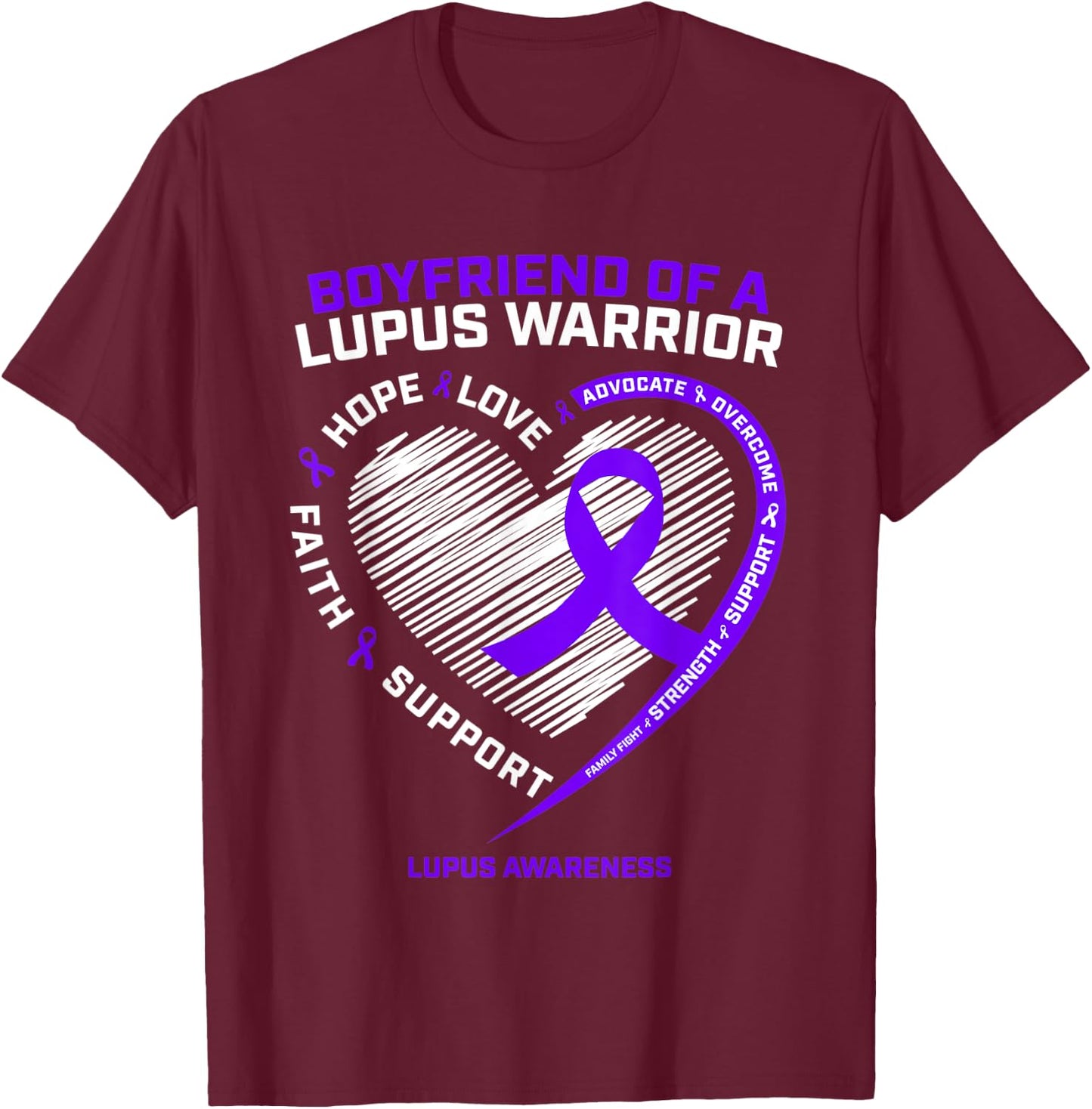 Boyfriend Girlfriend Warrior Gifts Products Lupus Awareness T-Shirt - T-Shirt | Maroon