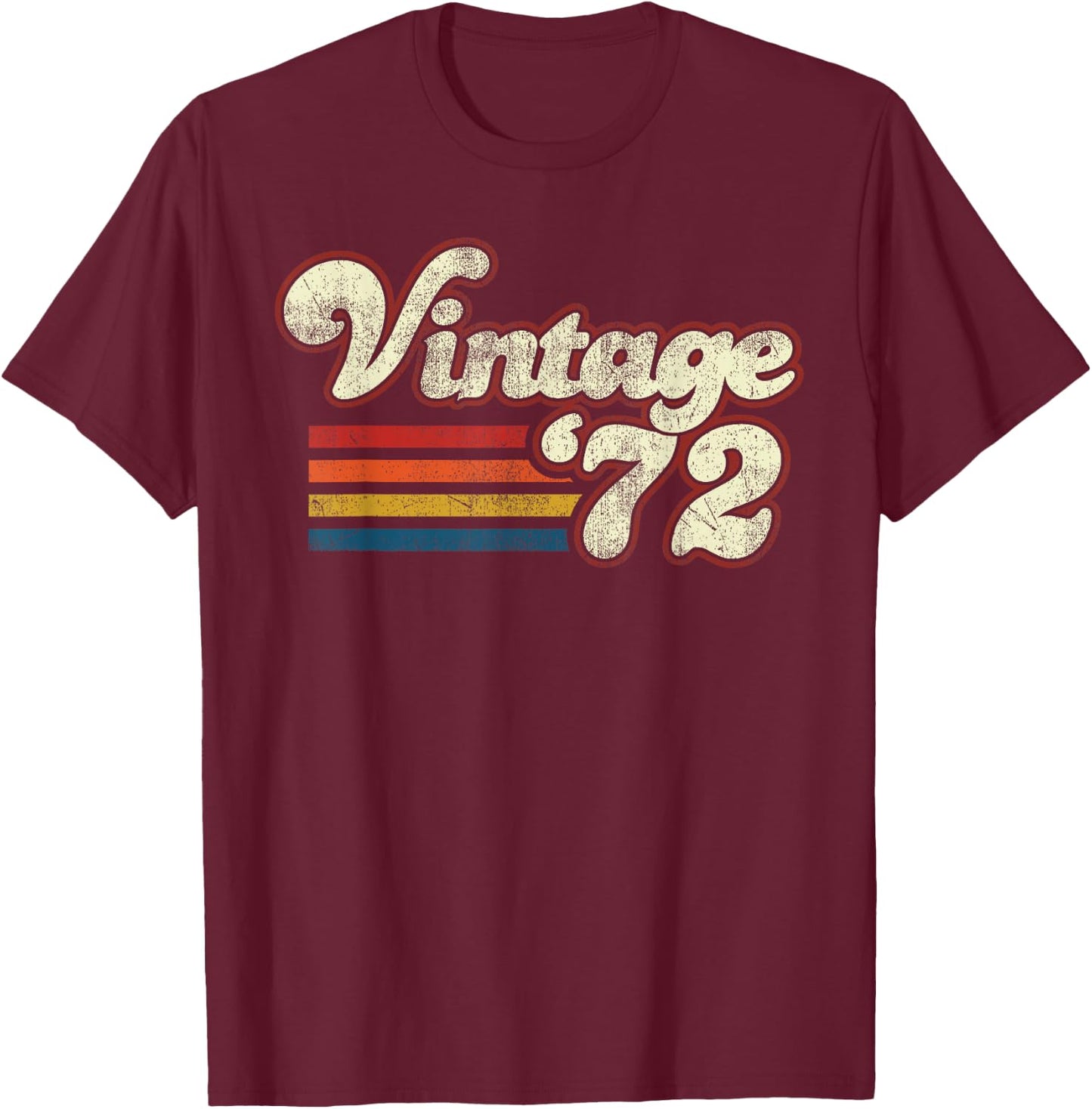 Vintage 1972 Birthday T-Shirt - T-Shirt | Maroon