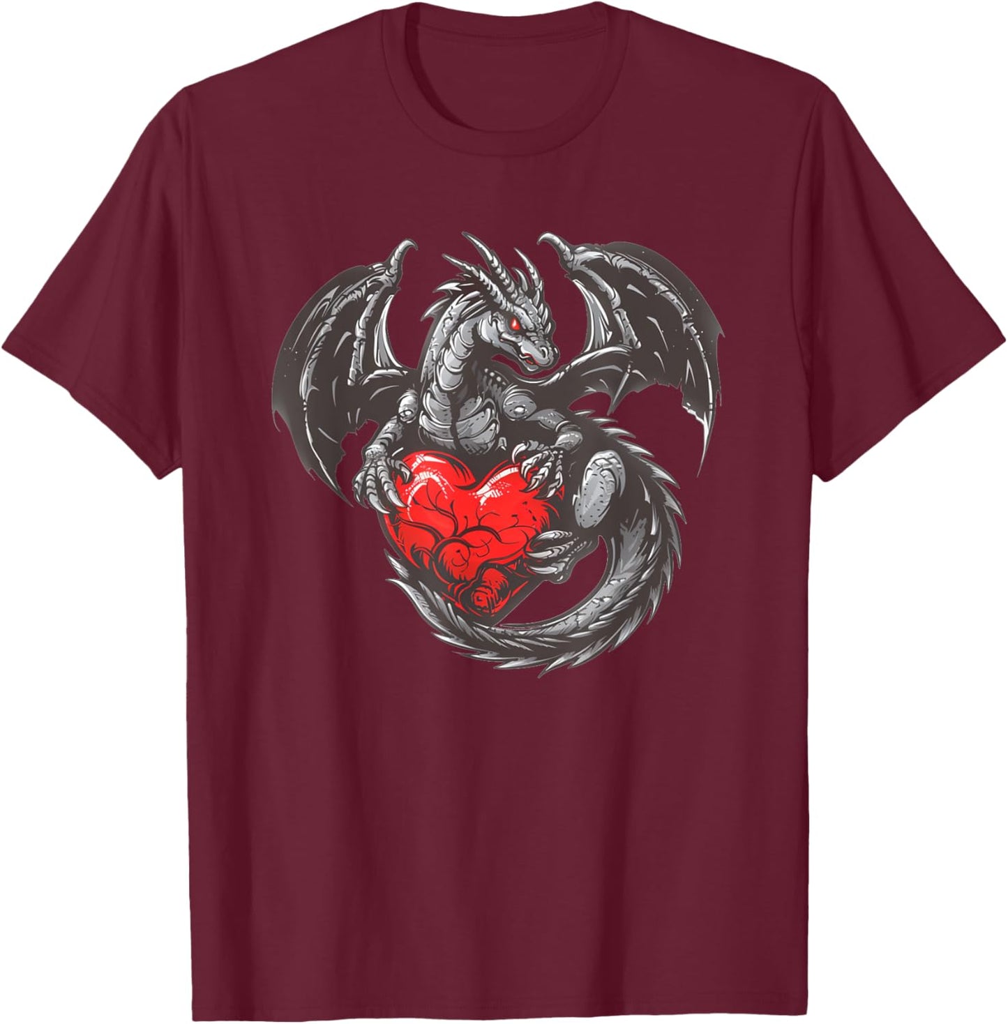 Nice Dragon with big red Heart Outfit T-Shirt - T-Shirt | Maroon