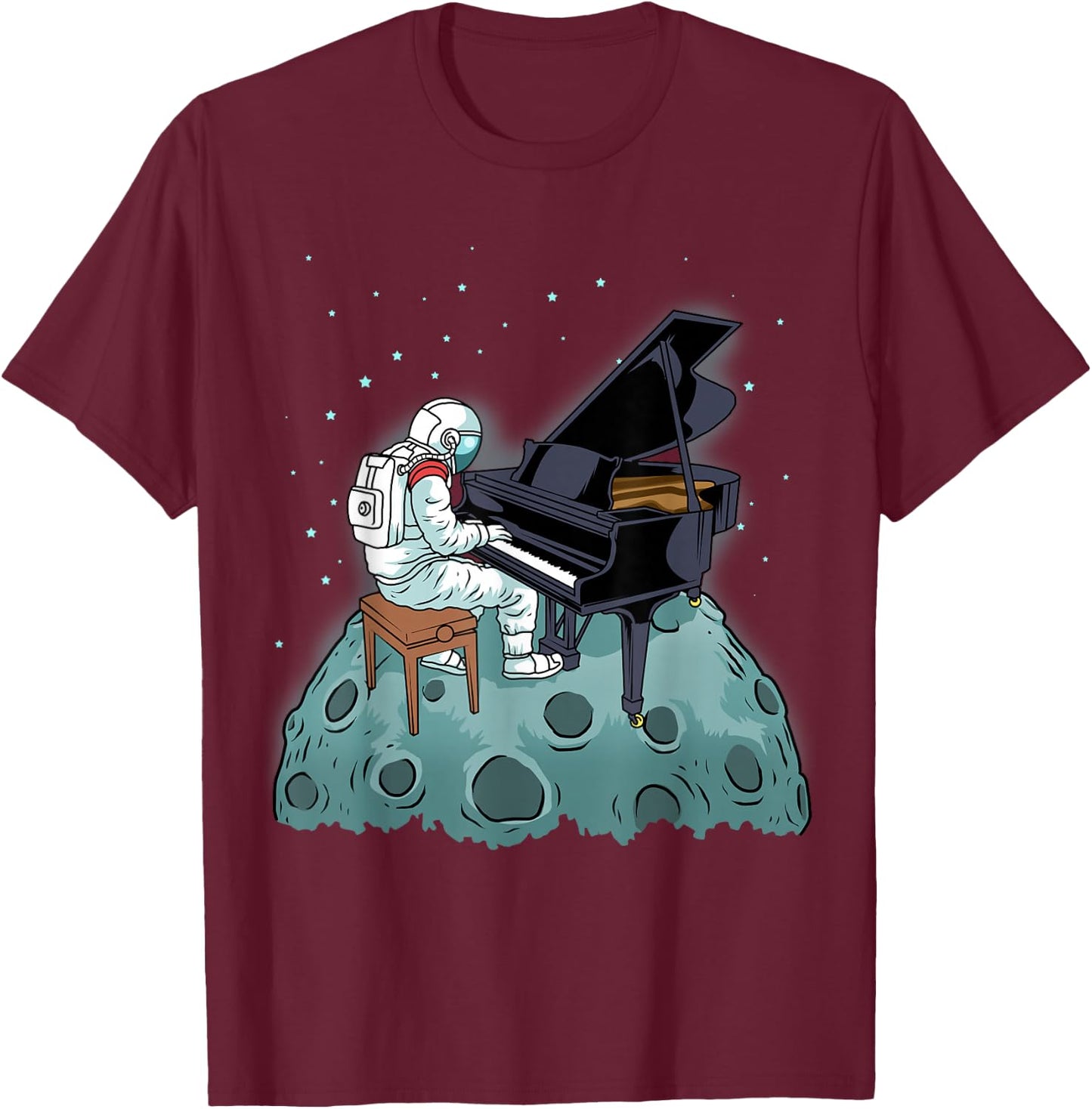 Grand Piano Kids Pianist Gift Astronaut Music Piano T-Shirt - T-Shirt | Maroon