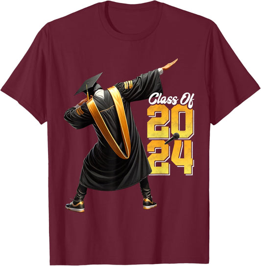 Dabbing Graduation Class Of 2024 Gift Men Funny Graduation T-Shirt - T-Shirt | Maroon