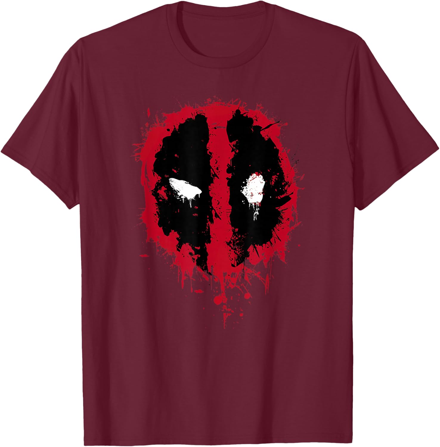 Marvel Deadpool Simple Paint Splatter Logo T-Shirt - T-Shirt | Maroon