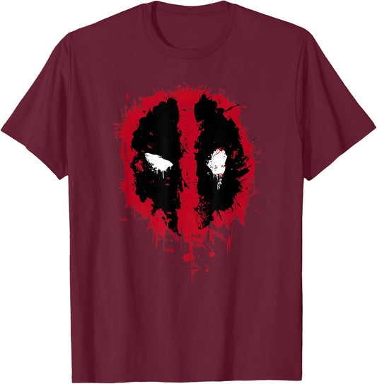 Marvel Deadpool Simple Paint Splatter Logo T-Shirt - T-Shirt | Maroon