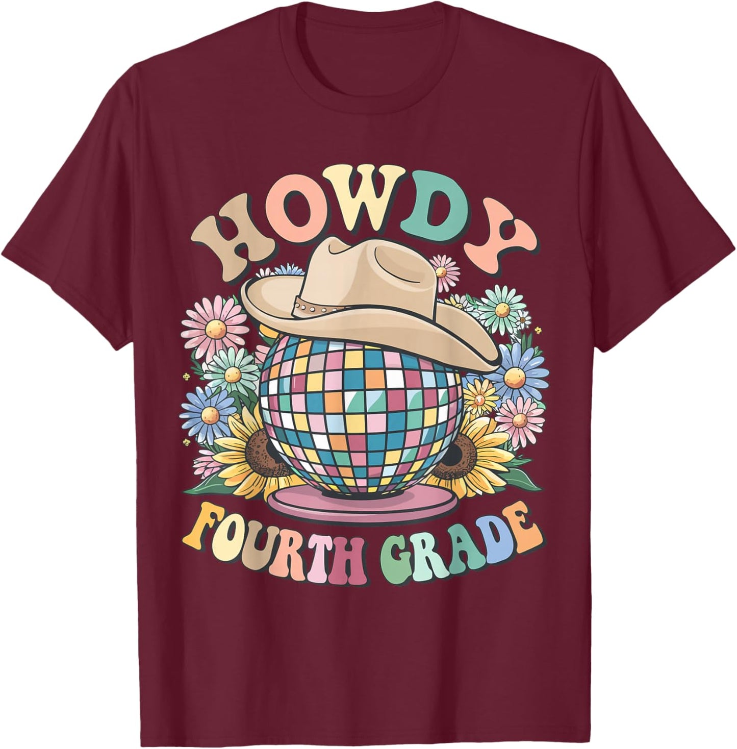 Howdy Fourth Grade Cowgirl Western 4th Grade Back to School T-Shirt - T-Shirt | Maroon