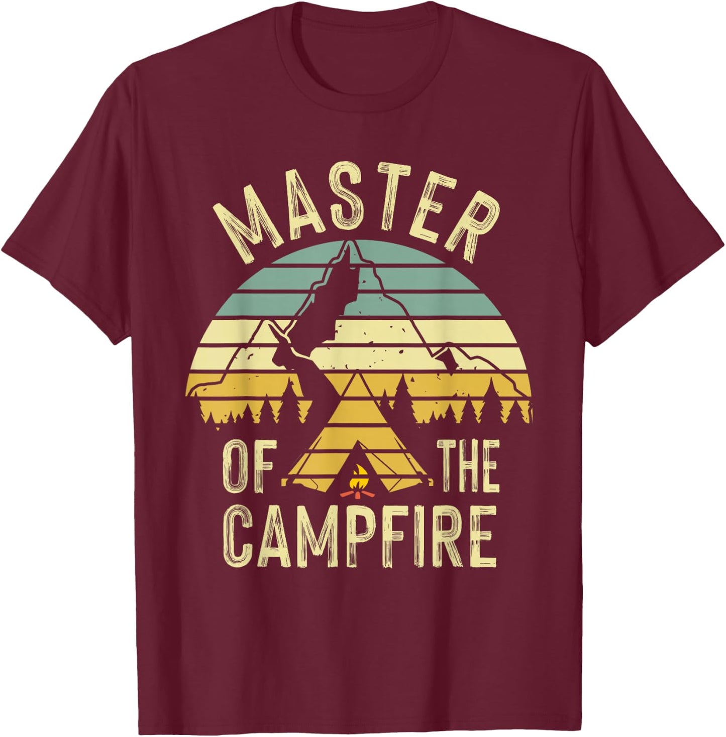 Cool Master Campfire Funny Camping Gift Kids Men Women T-Shirt - T-Shirt | Maroon