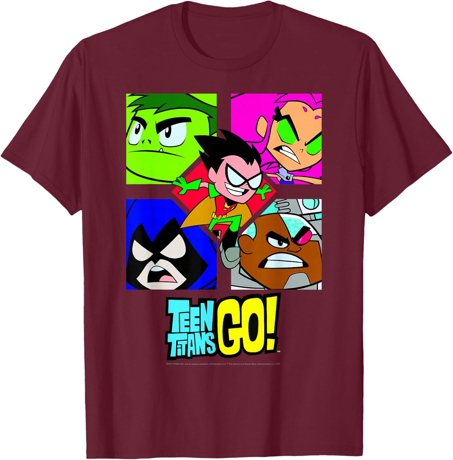 DC Comics Teen Titans Go! Group Shot Box Up T-Shirt - T-Shirt | Maroon