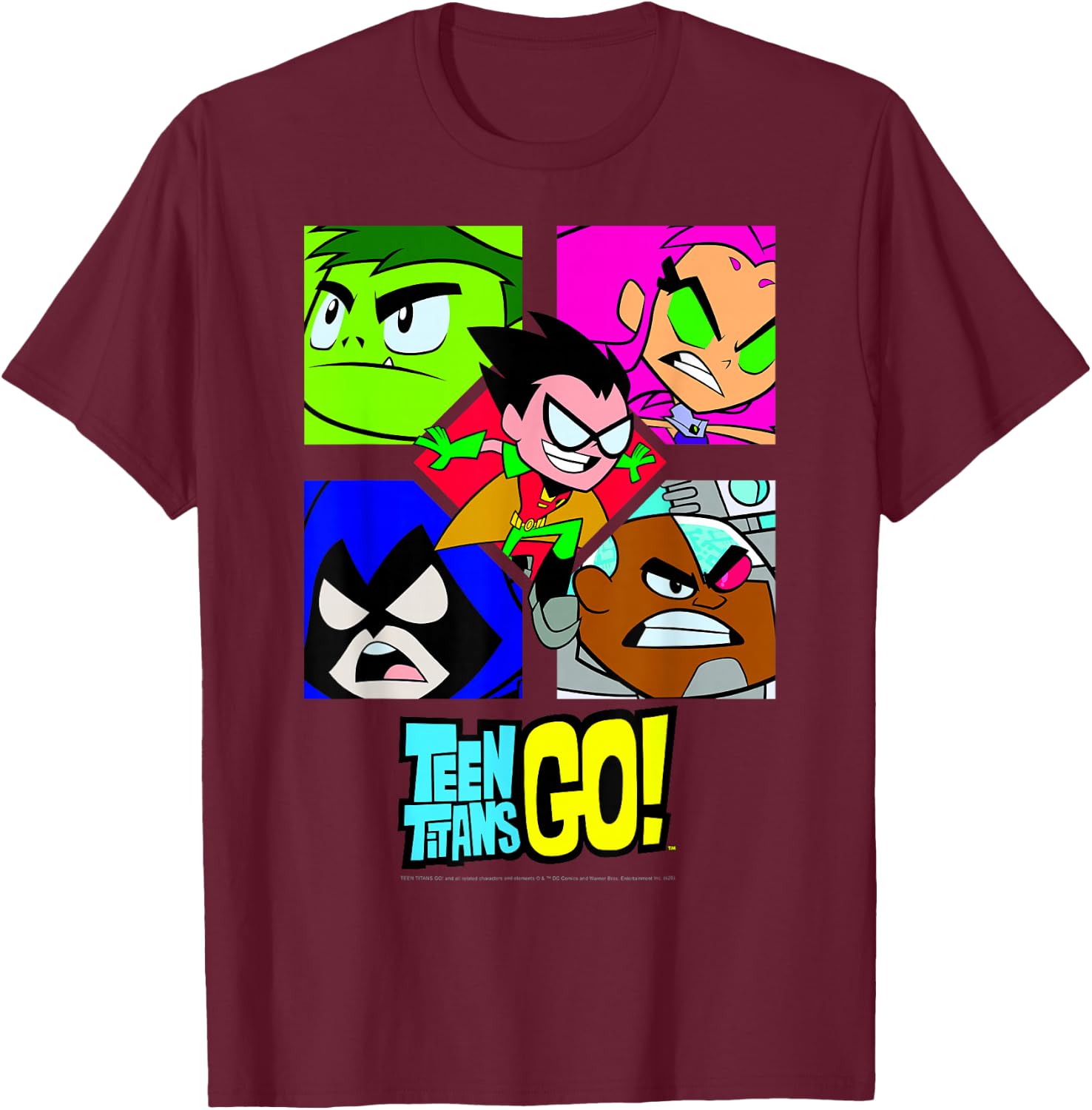 DC Comics Teen Titans Go! Group Shot Box Up T-Shirt - T-Shirt | Maroon