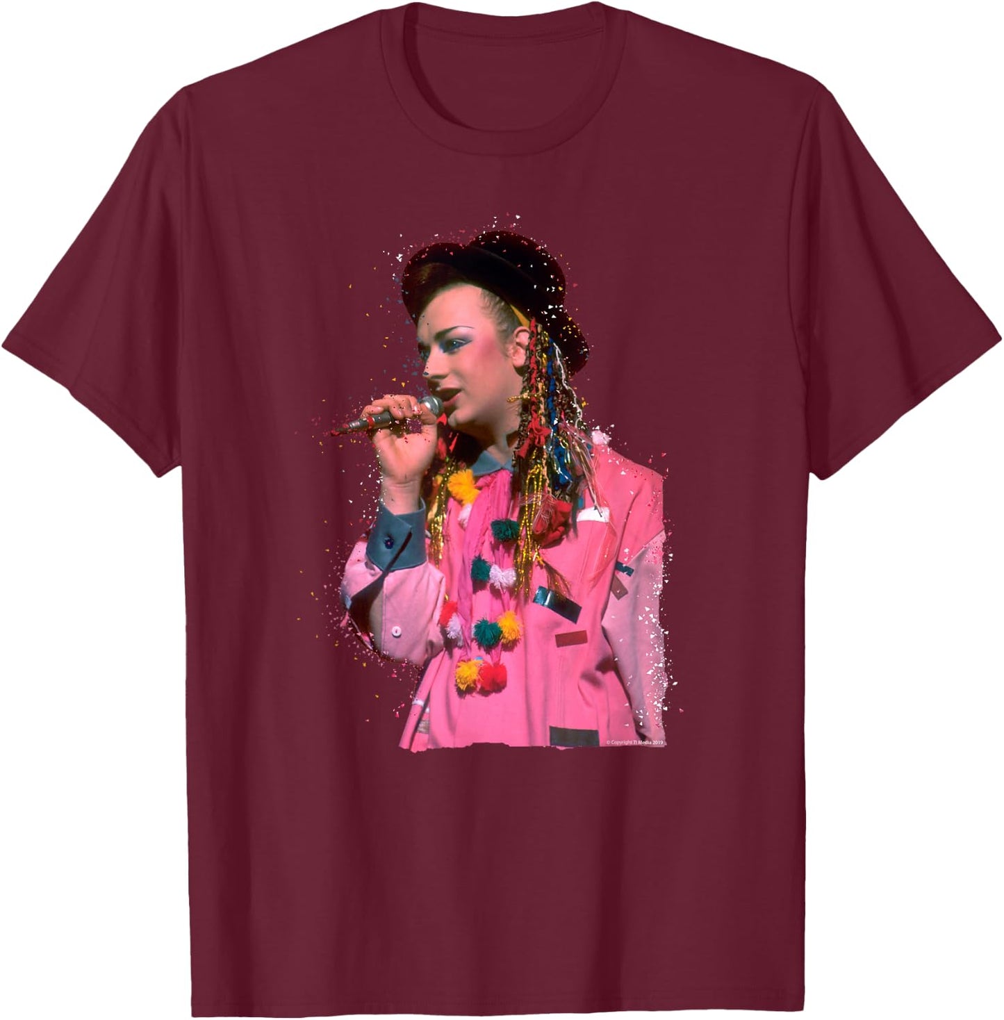 TV Times Boy George 80s Particle Effect T-Shirt - T-Shirt | Maroon