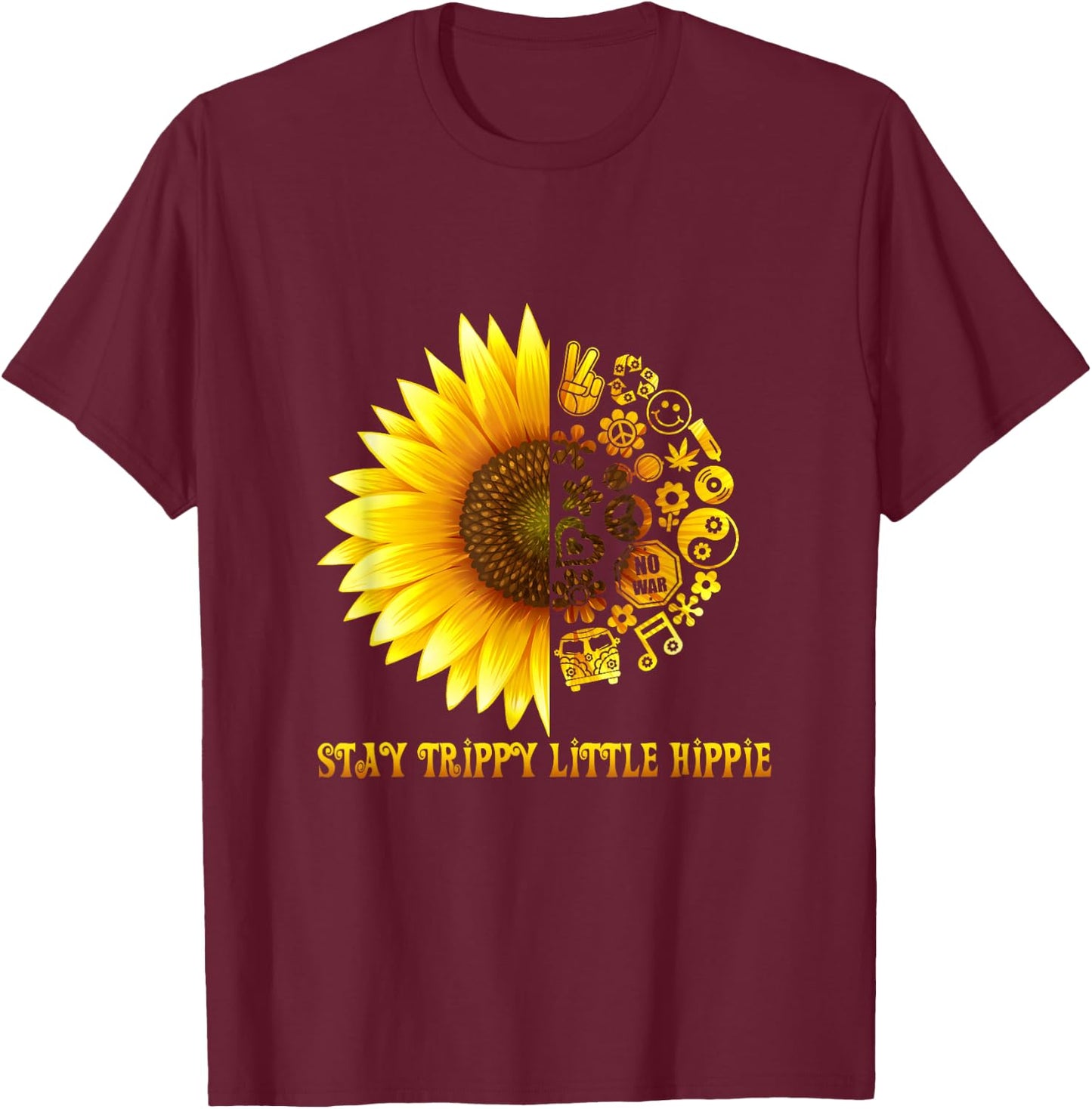 Stay Trippy Little Hippie Shirt | 70s Hippie Costume T-Shirt - T-Shirt | Maroon