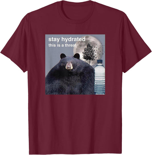 Stay Hydrated This Is A Threat Meme T-Shirt - T-Shirt | Maroon