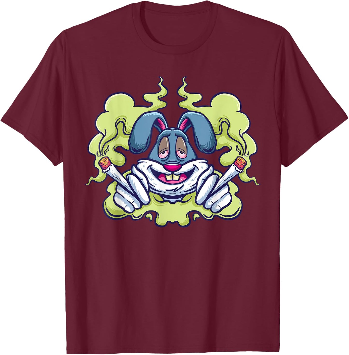 Stoned Rabbit Marijuana Stoner Pothead Cannabis Weed T-Shirt - T-Shirt | Maroon