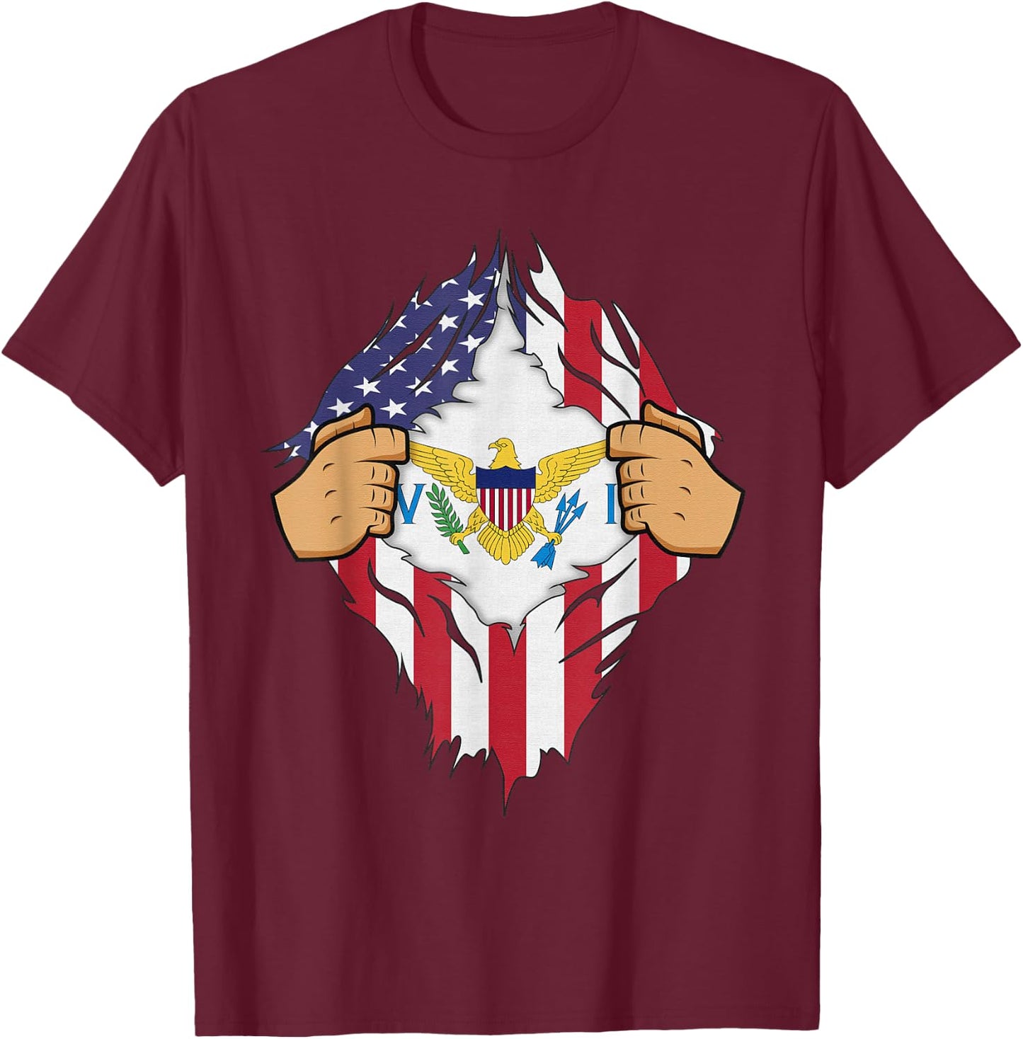 USVI FLAG US VIRGIN ISLANDS Men Women Kids Gift T-Shirt - T-Shirt | Maroon