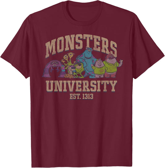 Disney Pixar Monsters University Est. 1313 Group Shot T-Shirt - T-Shirt | Maroon
