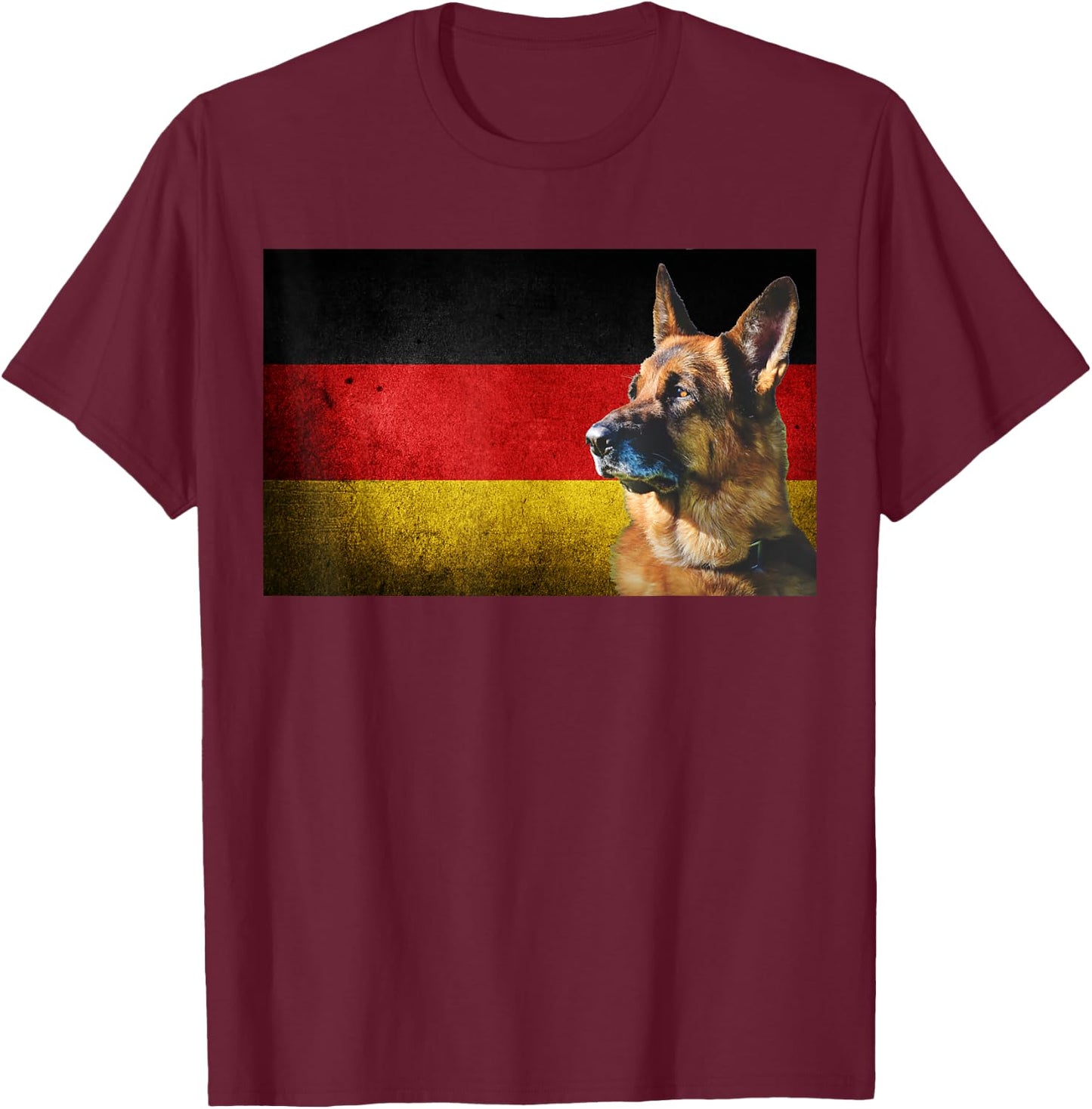 German Shepherd Flag of Germany T-Shirt - T-Shirt | Maroon