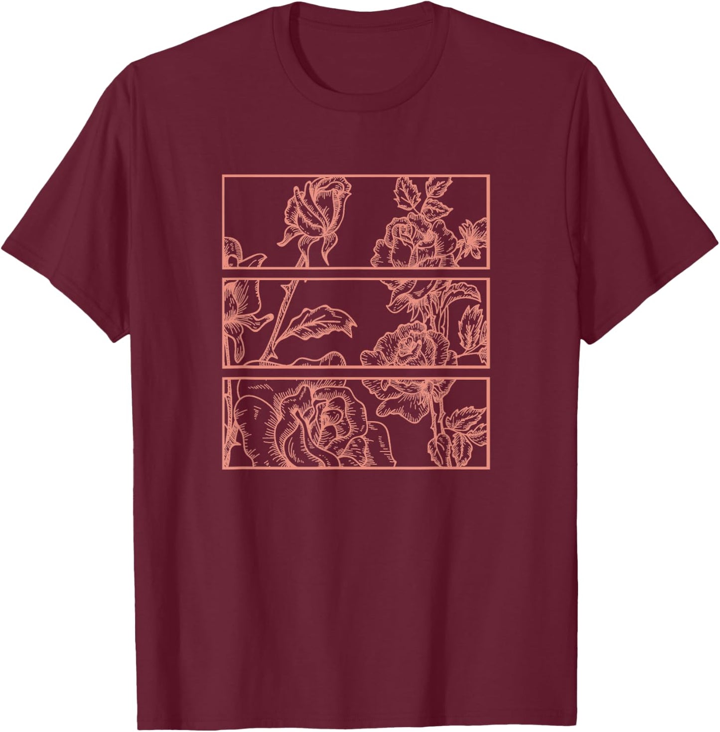 Peach Roses Floral Aesthetic Soft Grunge Pastel Goth Punk T-Shirt - T-Shirt | Maroon