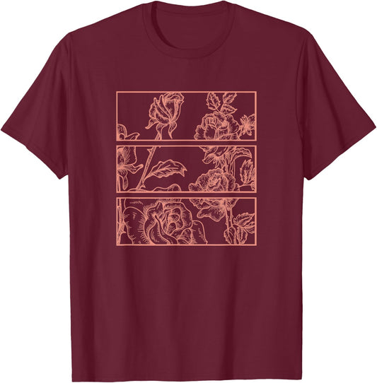 Peach Roses Floral Aesthetic Soft Grunge Pastel Goth Punk T-Shirt - T-Shirt | Maroon